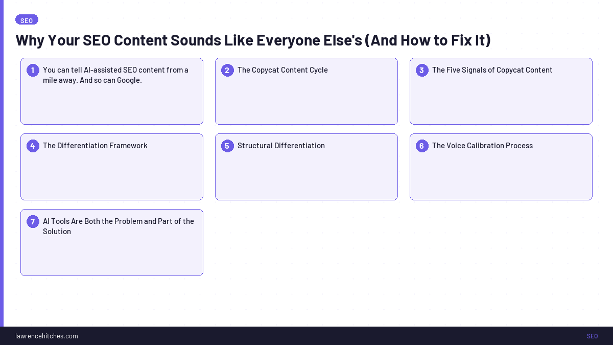 Why Your SEO Content Sounds Like Everyone Else's (And How to Fix It)